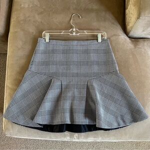 J.Crew Glen Plaid Flounce Skirt Black/White Women’s Size 6